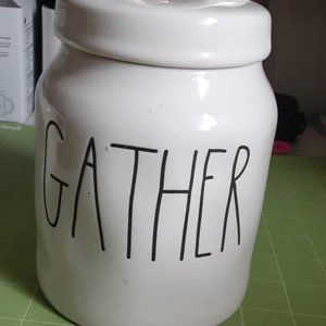RAE DUNN CERAMIC CANISTER (GATHER)